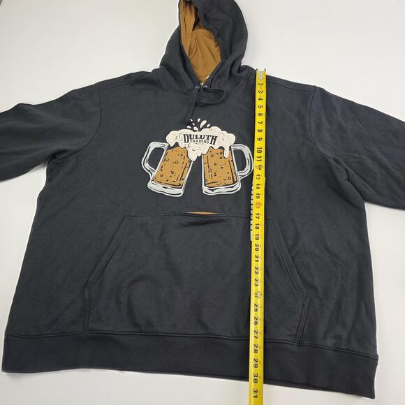 Duluth Trading Co Hoodie Mens 3XL Black Relaxed Fit Beer Mugs Graphic Pullover - Picture 6 of 11
